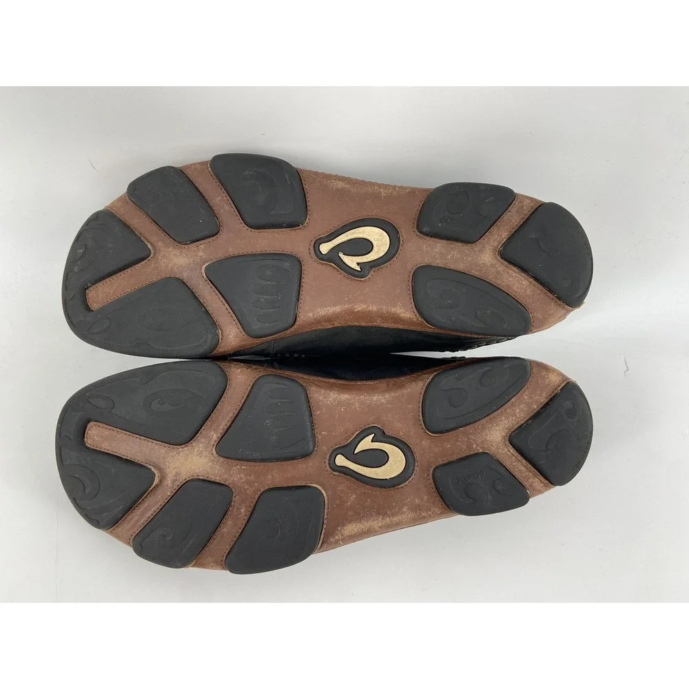 Olukai Shoe Men 12 Moloa Loafer Black Leather Slipper Convertible Slip On Casual